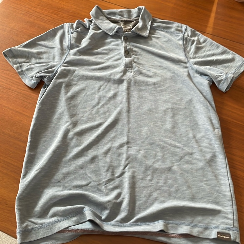 Eddie Baurer Mens light blue active polo